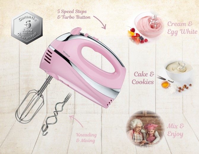 Trisa Handmixer Retro Rosa